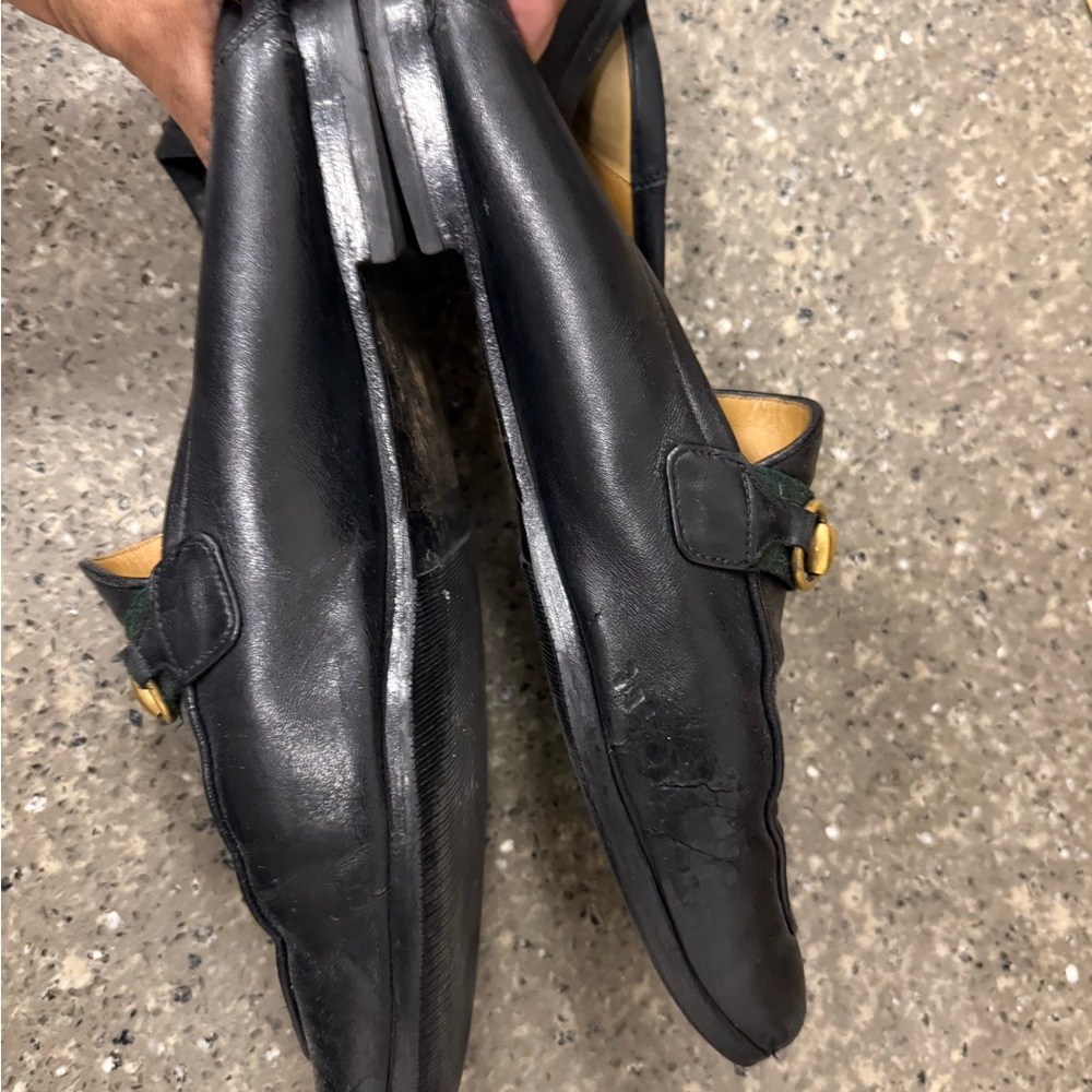 Gucci Black Leather Slip-On Loafers